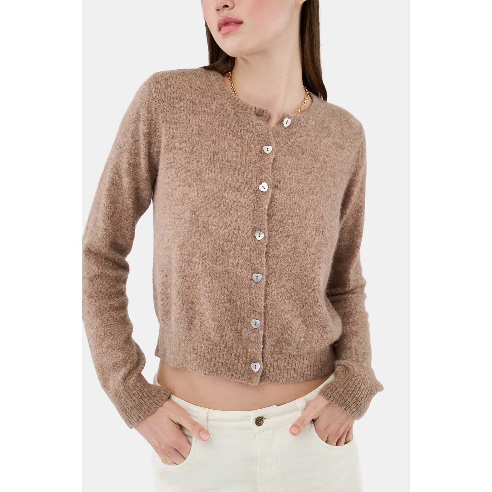 Roller Rabbit Lurex Shine Moxie Cardigan Alpaca Mix In Tan Camel Sz S